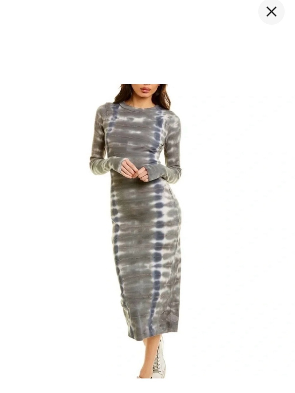 Young Fabulous & Broke Gray Tie-Dye Long Sleeve Midi Dress
